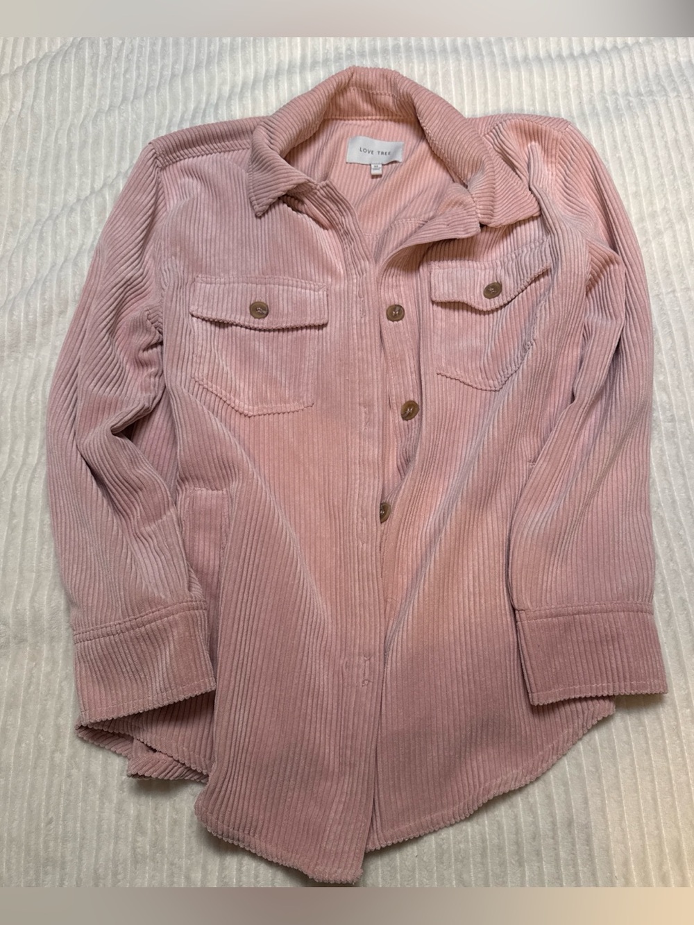 Love Tree Dusty Pink Corduroy Shirt Jacket